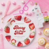 Niedlich Modern Boho Strawberry Berry 1. Geburtsta Pappteller (Party)