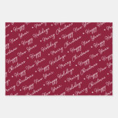 Niedlich Modern Burgundy Red Snowman Weihnachtsbau Geschenkpapier Set (Vorderseite)