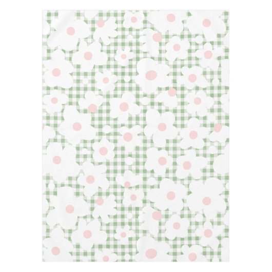 Niedlich Modern Daisy Pattern auf Sage Gingham Kar Tischdecke (Vorderseite)
