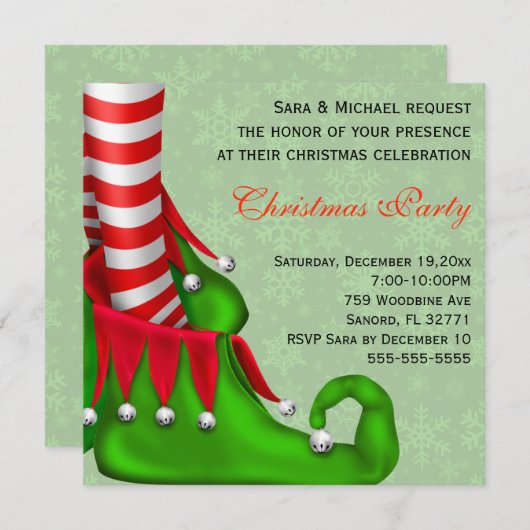 Niedlich Modern Elf Shoe Weihnachten Party Einladu Einladung (Vorne/Hinten)