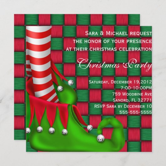 Niedlich Modern Elf Shoe Weihnachten Party Einladu Einladung (Vorne/Hinten)