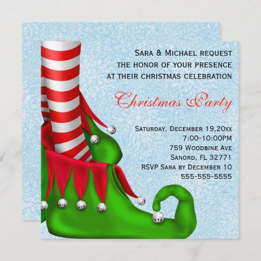 Niedlich Modern Elf Shoe Weihnachten Party Einladu Einladung (Vorne/Hinten)