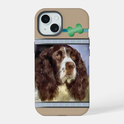 Niedlich Modern English Springer Spaniel Dog Art iPhone 15 Hülle (Rückseite)
