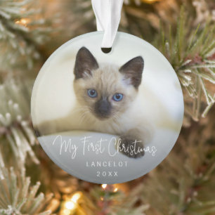 Niedlich Modern Foto Kitten Cat First Christmas Ornament