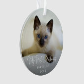 Niedlich Modern Foto Kitten Cat First Christmas Ornament (Vorderseite)