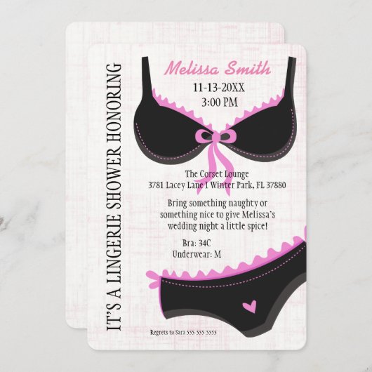 Niedlich Modern Fun Lingerie Brautparty Einladung (Vorne/Hinten)
