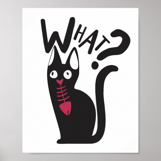 Niedlich Modern Funny Joke Cartoon Black Cat Prank Poster (Vorne)