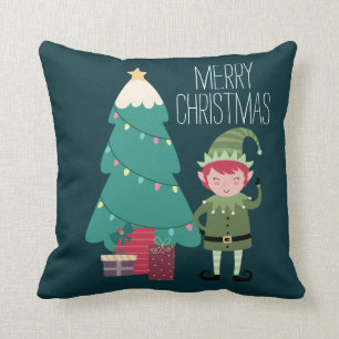 Niedlich Modern Funny Modern Christmas Elf Tree Gi Kissen