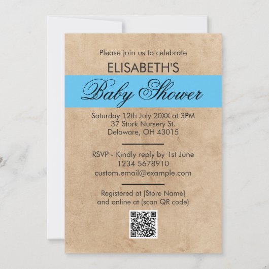 Niedlich Modern Funny Stork Baby Shower Einladung (Rückseite)