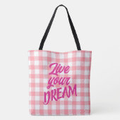 Niedlich Modern Girly White Pink Gingham Kariert Tasche (Rückseite)