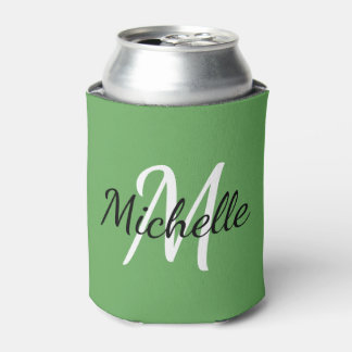 Niedlich Modern Green Monogram Name + Initial Temp Dosenkühler