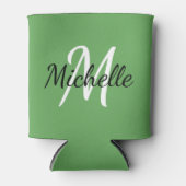 Niedlich Modern Green Monogram Name + Initial Temp Dosenkühler (Vorderseite)