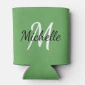 Niedlich Modern Green Monogram Name + Initial Temp Dosenkühler (Rückseite)