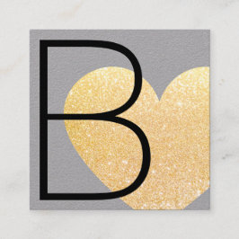 Niedlich Modern Imitate Gold Glitzer Herzgrau Quadratische Visitenkarte
