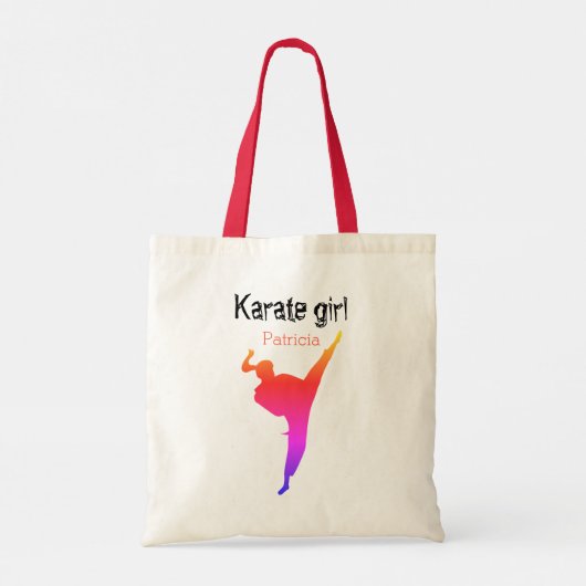 Niedlich Modern Karate Girl Silhouette Martial Art Tragetasche (Rückseite)