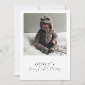 Niedlich Modern Little Bären Foto 1. Geburtstag Einladung (Rückseite)