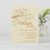 Niedlich Modern Love Birds Bridal Dusche Einladung (Stehend Vorderseite)