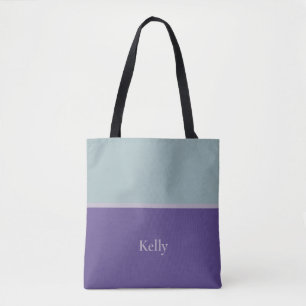Niedlich Modern Monogram Name Blau Lila Elegant Tasche