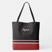 Niedlich Modern Monogram Name Initial Black Red Tasche (Rückseite)