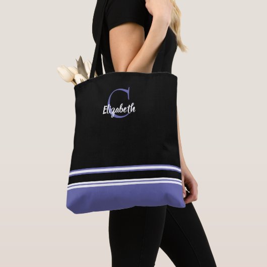 Niedlich-Modern-Monogramm-Name Erstschwarz Tasche (Von Nahem)