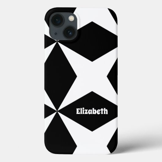 Niedlich Modern Muster Monogram Name Schwarz-weiß Case-Mate iPhone Hülle (Rückseite)