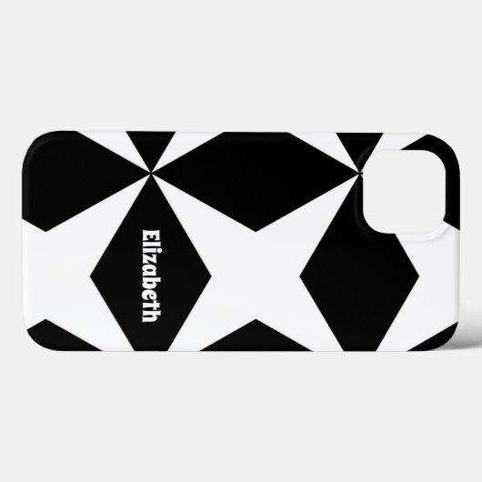 Niedlich Modern Muster Monogram Name Schwarz-weiß Case-Mate iPhone Hülle (Rückseite (Horizontal))