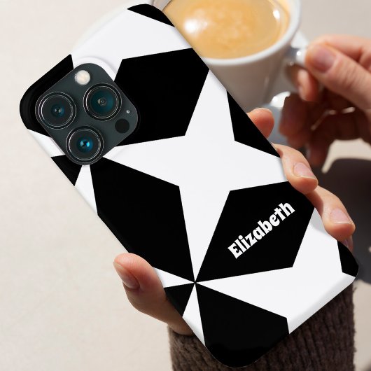 Niedlich Modern Muster Monogram Name Schwarz-weiß Case-Mate iPhone Hülle