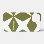 Niedlich-Modern-Muster-Monogramm-Name Trendgrün Case-Mate iPhone Hülle (Rückseite (Horizontal))