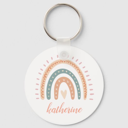 Niedlich Modern Pastel Boho Rainbow Schlüsselanhänger (Vorderseite)