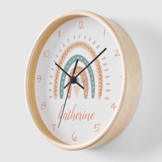 Niedlich Modern Pastel Boho Rainbow Uhr (Winkel)