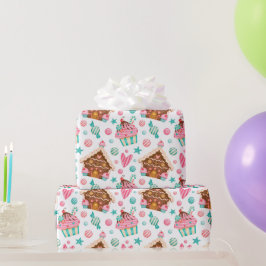 Niedlich Modern Pink Blue Aquarellfarben Weihnacht Geschenkpapier