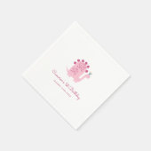 Niedlich-Modern-Pink-Dinosaurier 1. Geburtstag Serviette (Ecke)