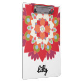 Niedlich Modern Red Floral Lotus Mandala Personali Klemmbrett (Rechts)
