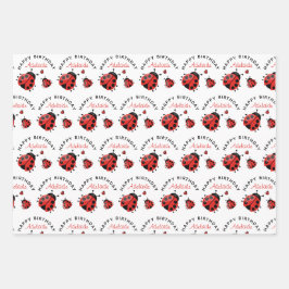 Niedlich Modern Red Ladybug Kids Geschenkpapier Set