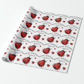 Niedlich Modern Red Ladybug Personalisiert Geschenkpapier (Ungerollt)