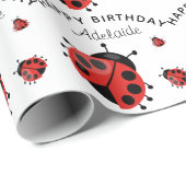 Niedlich Modern Red Ladybug Personalisiert Geschenkpapier (Rolleneckpunkt)
