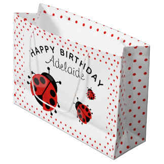 Niedlich Modern Red Ladybug Personalisiert Große Geschenktüte