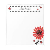 Niedlich Modern Red Ladybug Personalisiert Notizblock (Vorderseite)