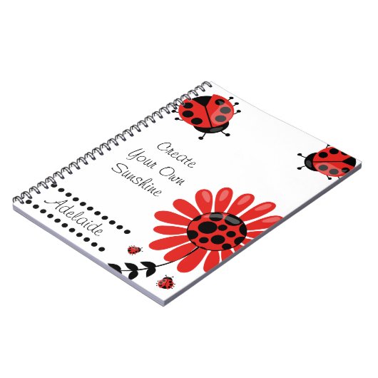 Niedlich Modern Red Ladybug Personalisiert Notizblock (Linke Seite)