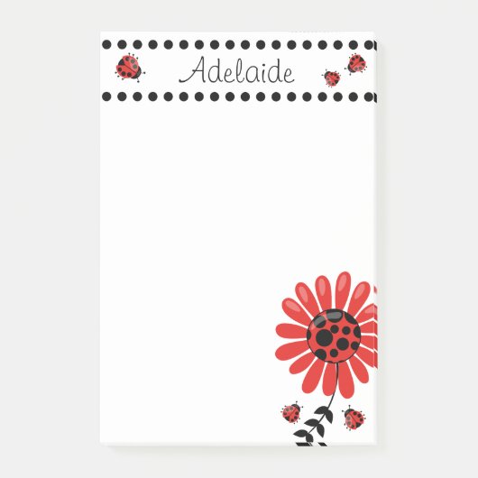 Niedlich Modern Red Ladybug Personalisiert Post-it Klebezettel (Vorderseite)