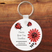 Niedlich Modern Red Ladybug Personalisiert Schlüsselanhänger (Vorderseite)