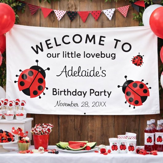 Niedlich Modern Red Lovebug Herzlich willkommen zu Banner