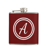 Niedlich Modern Red Monogram Initial Flachmann (Vorderseite)