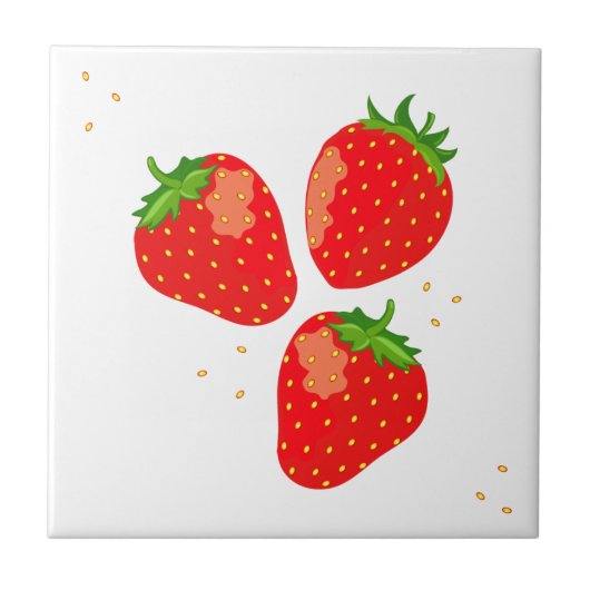Niedlich Modern Red Strawberries Fliese (Vorderseite)