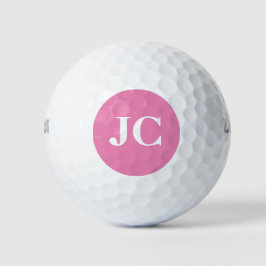 Niedlich Modern rosa-weiße Monogramm-Initialen Golfball