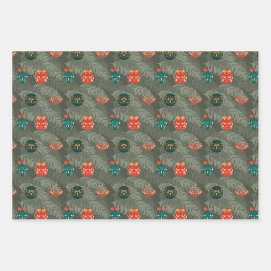 Niedlich Modern Scandi bauble Muster Weihnachten Geschenkpapier Set (Vorderseite 3)