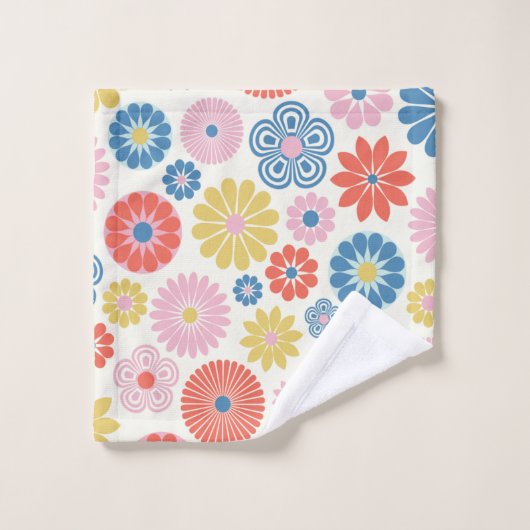 Niedlich Modern Scandi Boho Folk Blume Muster Badhandtuch Set (Waschlappen)