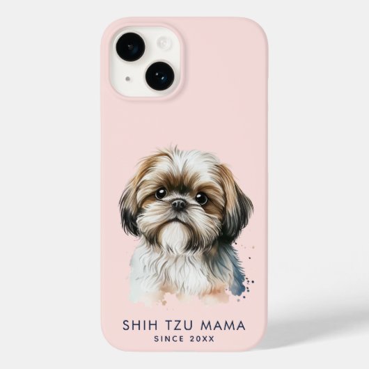 Niedlich Modern Shih Tzu Mama Personalisiert Case-Mate iPhone Hülle (Rückseite)