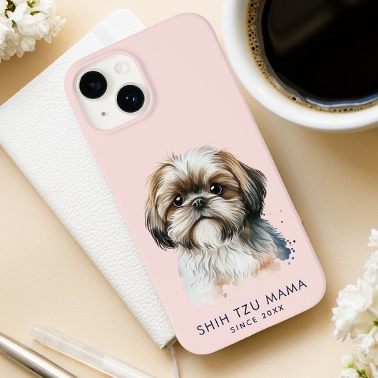 Niedlich Modern Shih Tzu Mama Personalisiert Case-Mate iPhone Hülle