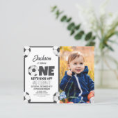 Niedlich Modern Soccer Budget Foto 1. Geburtstag (Stehend Vorderseite)